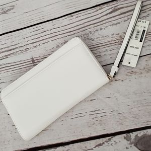 No Boundaries women's vinyl zip around wallet wristlet white